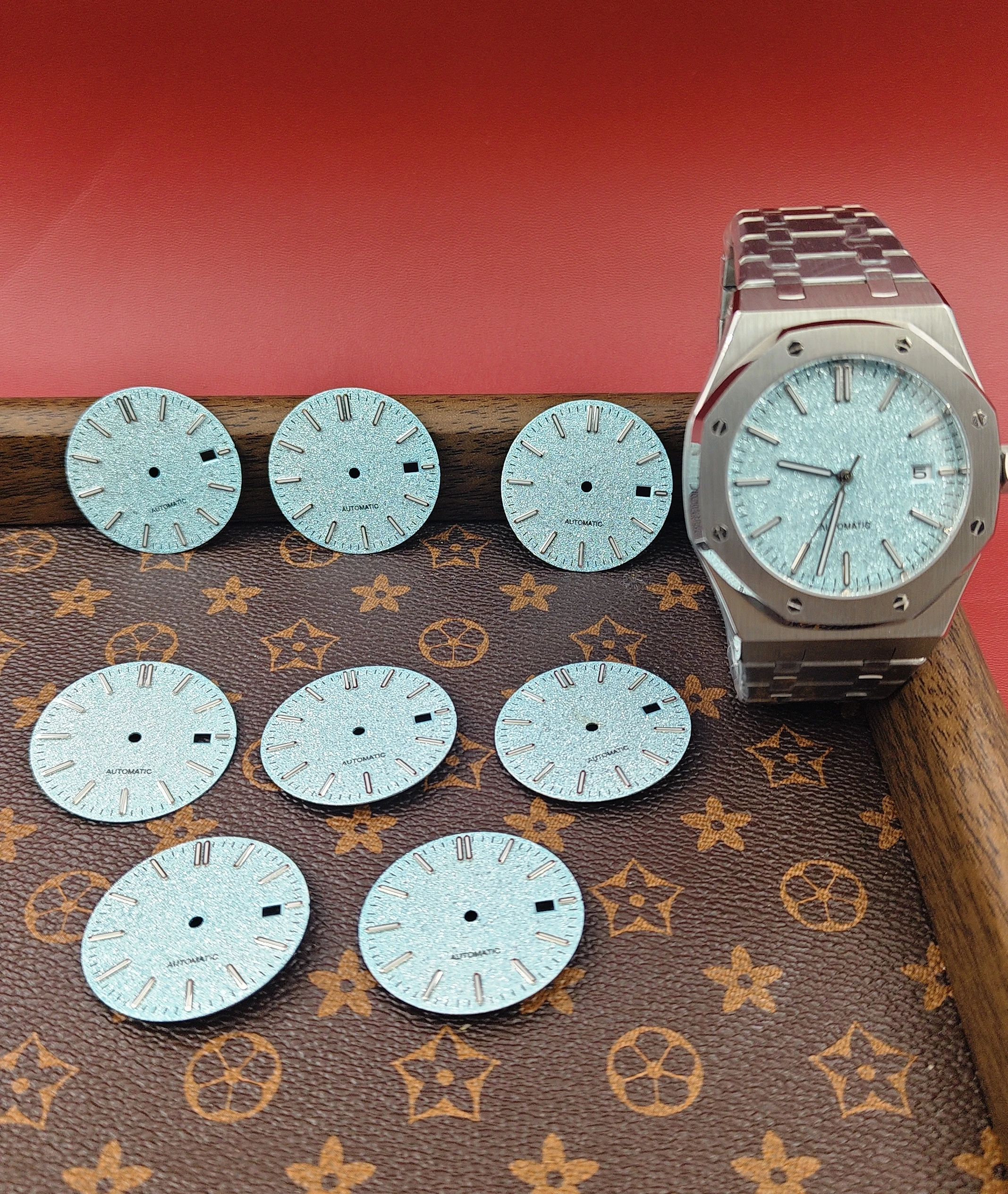 

NH35 watch mod Blue dial diameter 31.8mm S logo green Luminous fit Japanese imported Seiko NH35 movement watch accessories