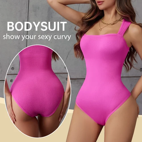 Imagen 2 del producto POKARLA Body acanalado para el abdomen, mono moldeador diario, Control de luz, compresión, Control de barriga, ropa moldeadora con entrepierna abierta, trajes con entrepierna abierta