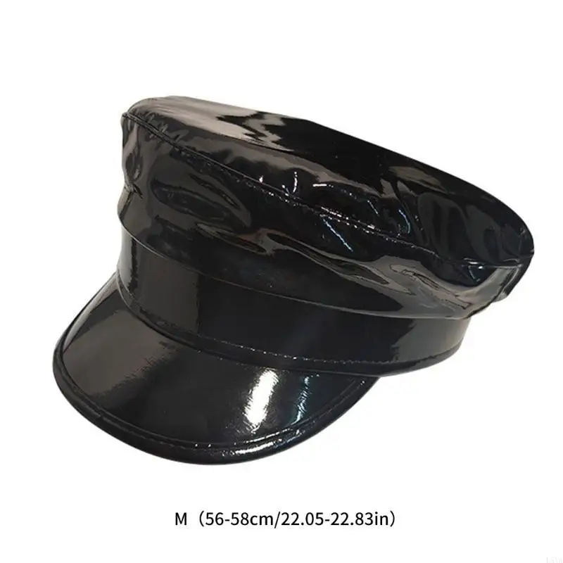 L5YA قبعة كابي بيريه سوداء لامعة، قبعة رسام، قبعة فنان، ملابس كاجوال، قبعة مسطحة #6