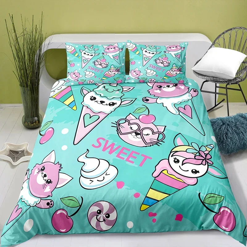 

Lovely Cartoon Food Pearl Milk Tea Comfortable Duvet Quilt Cover Pillowcase Bedding Set Children Bedroom Decoration Home Textile