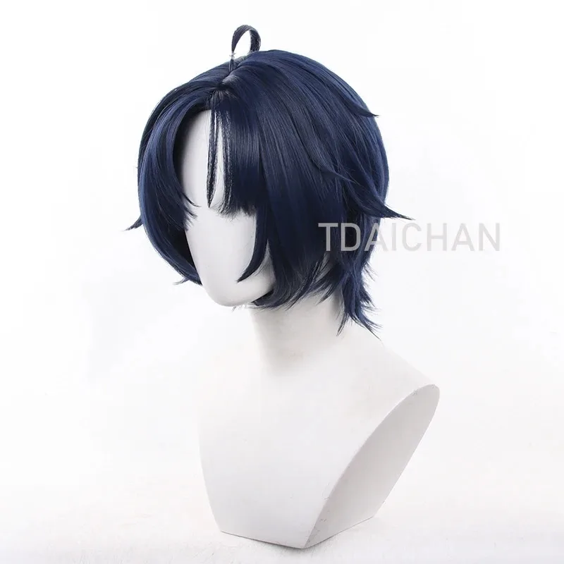 Asaba Harumasa Cosplay Wig Game ZZZ Zenless Zone Zero 30cm Short Black Blue Mixed Cosplay Wigs Heat Synthetic Hair Head Band view 3