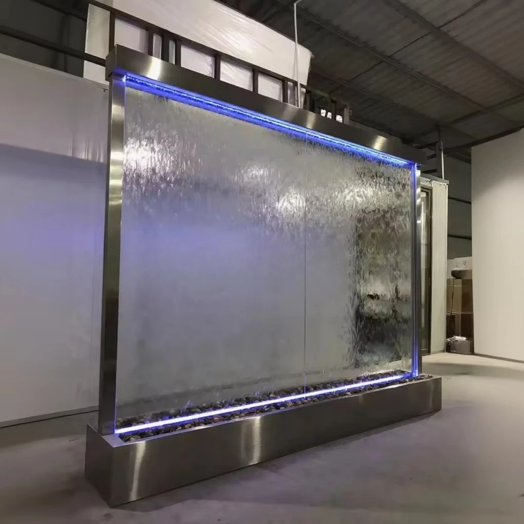 

Light Emitting Diode Water Curtain Artificial Waterfall Fountain Screen Decoration Interior Glass Water Wall Panel Interior