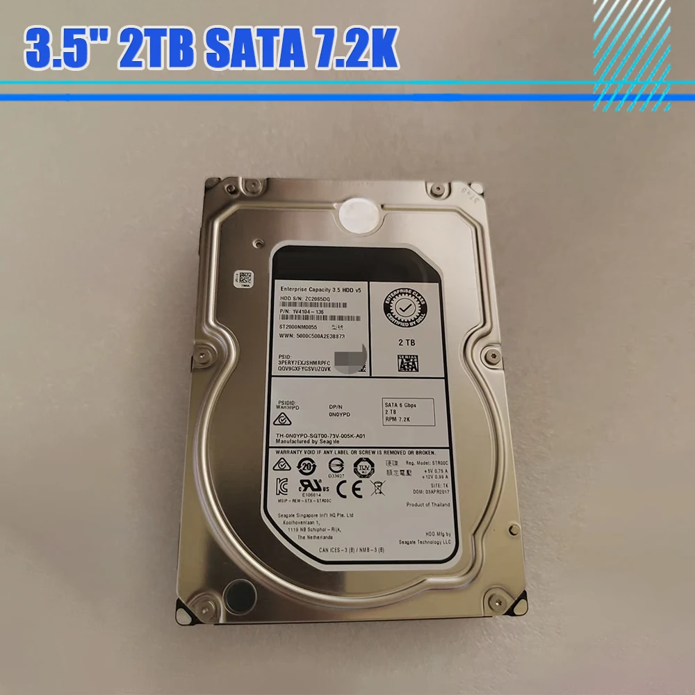 For Seagate ST2000NM0055 HDD 000A 0008 3.5'' 2TB SATA 7.2K Enterprise Ievel Hard Drive