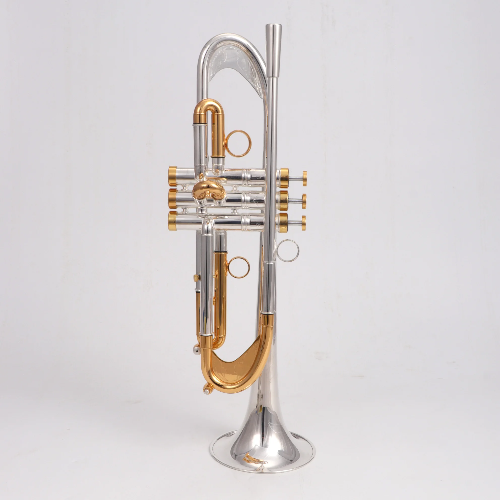 Silver Plated Body Gold Lacquer Slide Tube Trumpet Instrument Bb Key Brass Body Heavy Model Trompete Brass Instrument