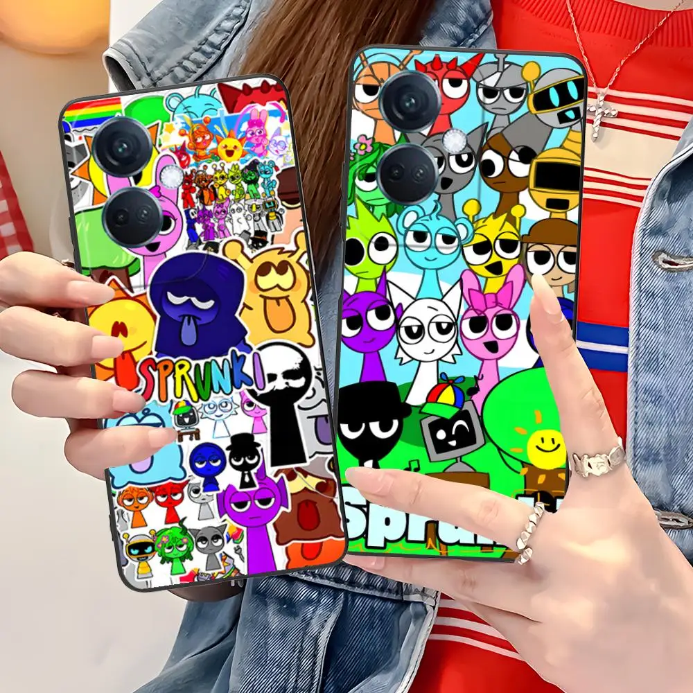 Sprunki الموسيقى المحمول قضية الهاتف الخليوي ل ممن لهم رينو 14 13 12 11 10 9 8 7 6 5 F T Pro 5G غطاء الطباعة الملونة غطاء فاخر