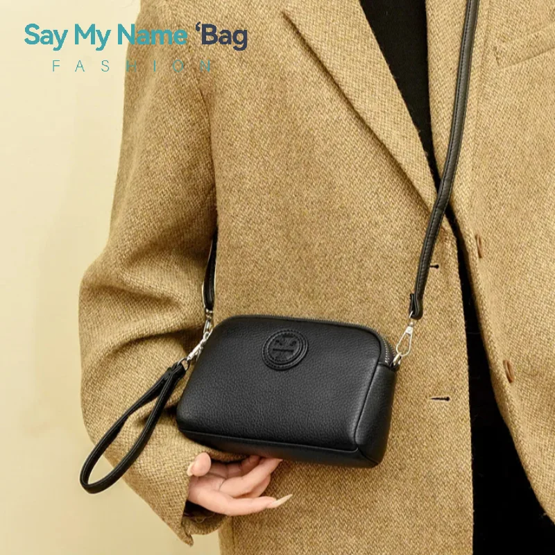 

2025 Senior Designer Soft Leather Mini Bag Women's Multi-Layer Wrist Shoulder Messenger Portable Travel Single Slant Carry Bag