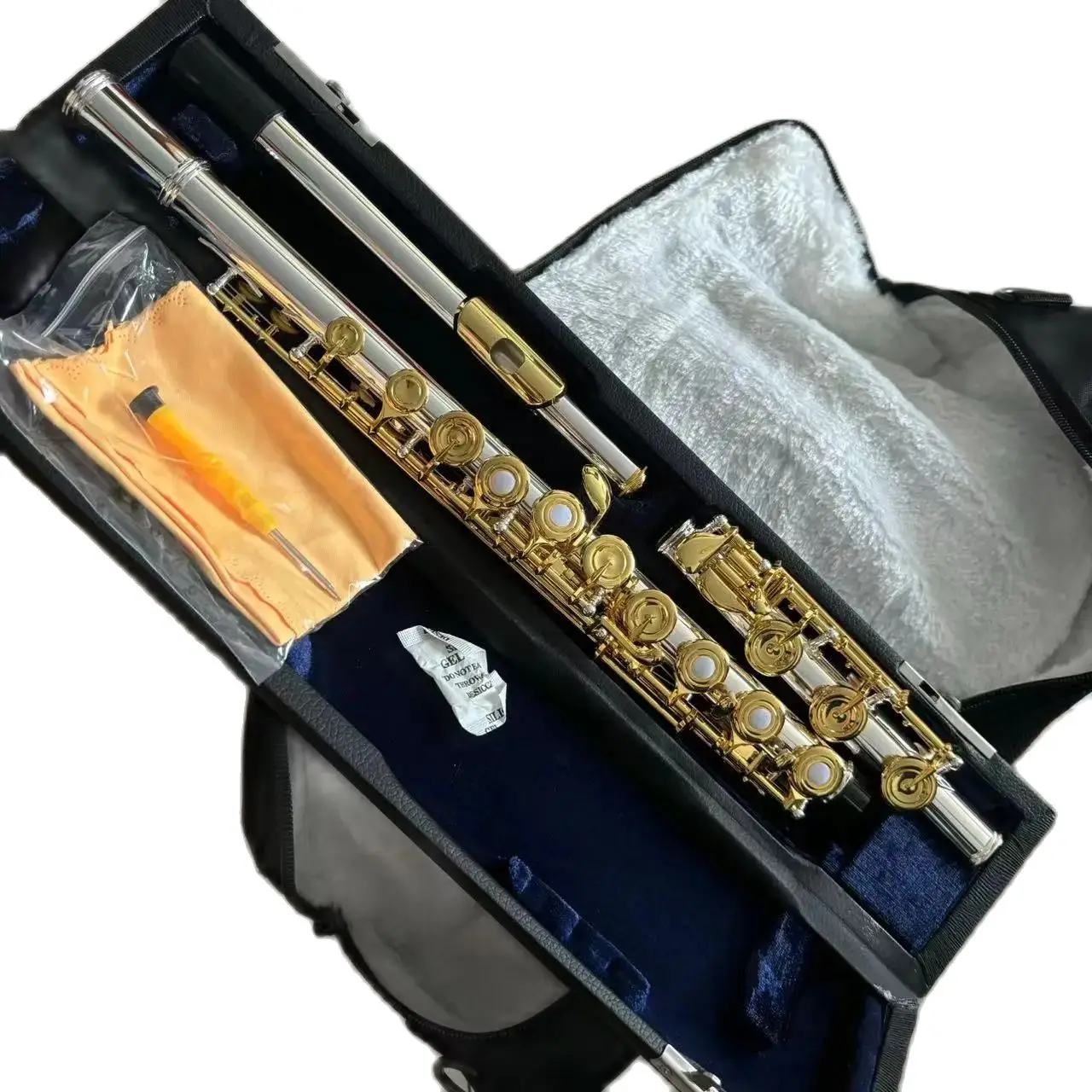 Professional 17 holes open closed c flute silver plated body gold plated keys in musical instrument