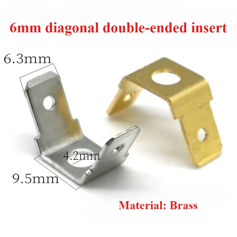 10 Pcs 6.3 MM Double Connector Bevel Inserts 250 Bilateral Capacitance Connecting Terminal Right Angle DJ6126-C6.3