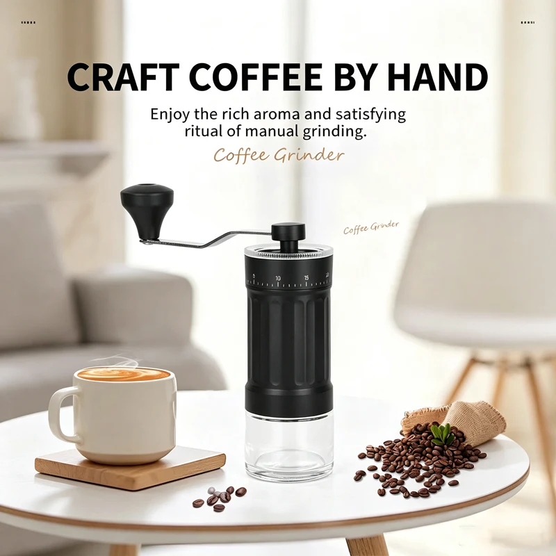 External-Adjustment Coffee Grinder, Manual Coffee Machine, Coffee Grinder, Hand-Crank Coffee Grinder