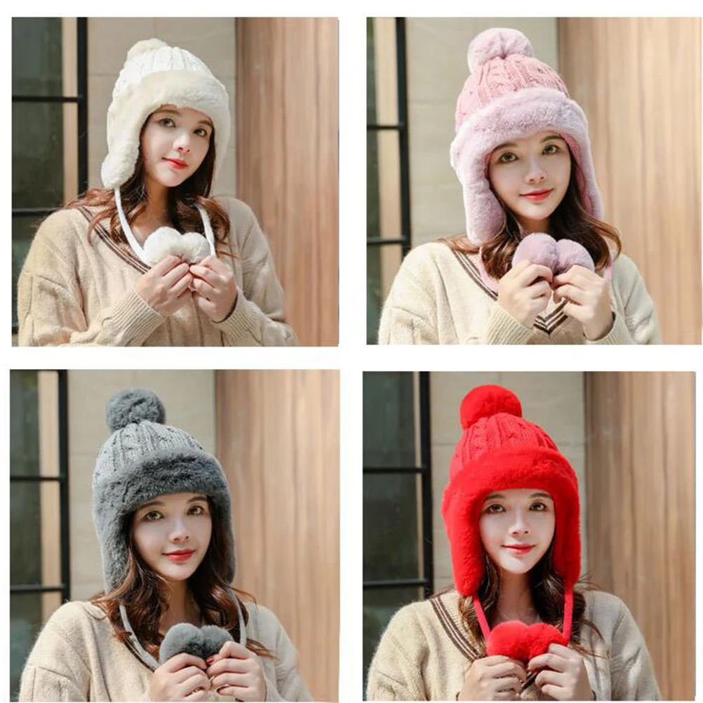 

Earmuff String Hat Winter Warm Headwear Knitted Keeping Hat Adults