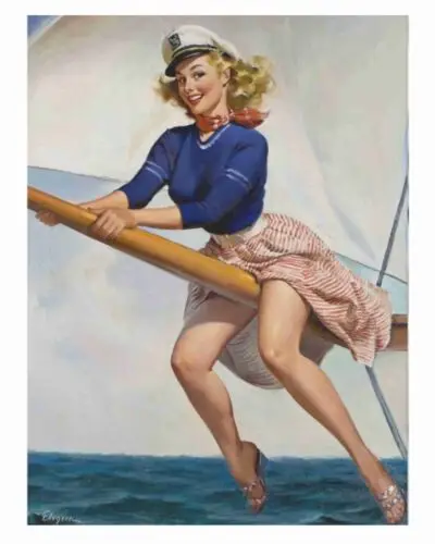 1940s WWII Pin Up Girl Sailing Tingle 16 x 20 Poster Or A Metal Tin Sign 8 x 12