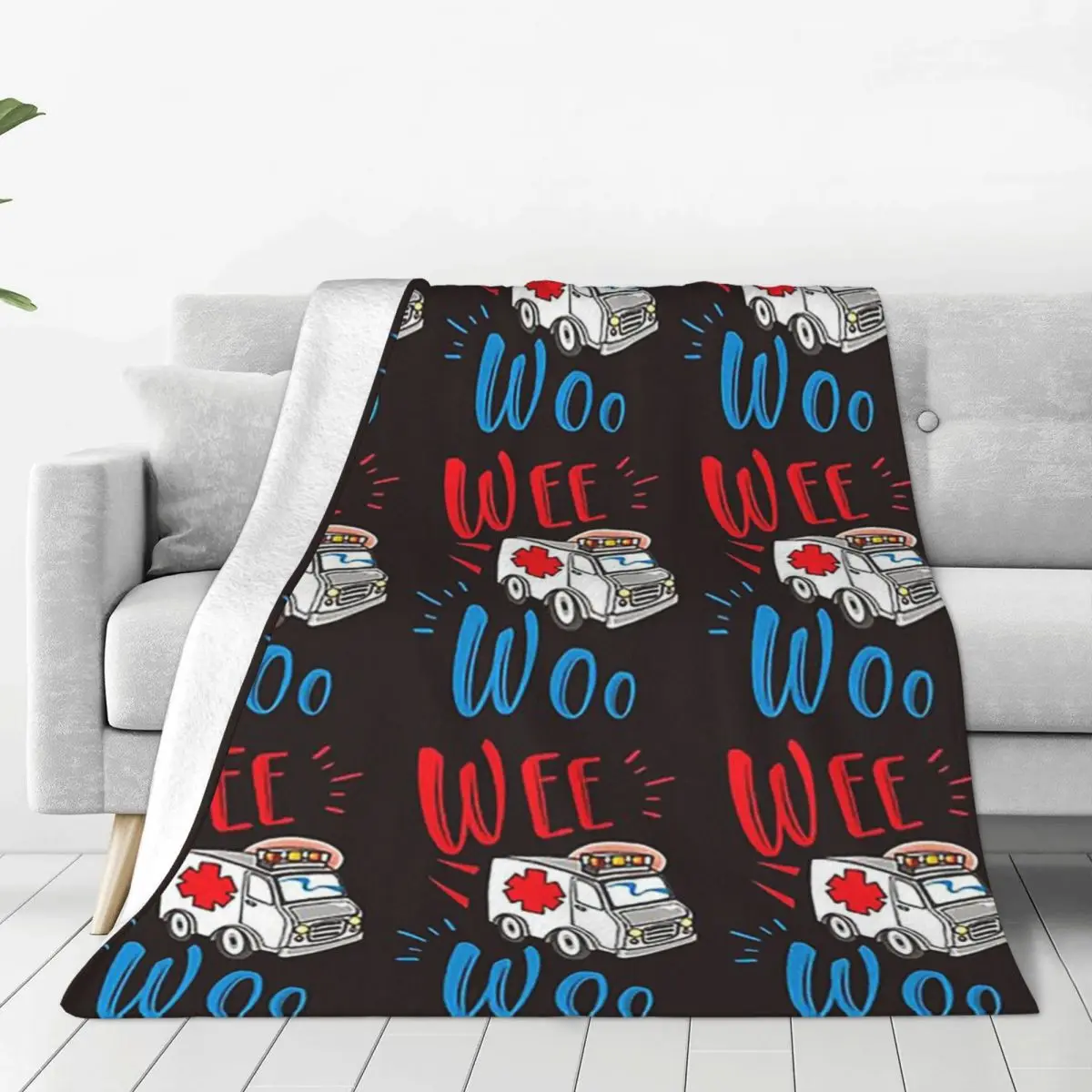 Wee Woo Ambulance Funny Nurse Doctor Gift, Paramedic Blanket Fleece Breathable Throw Blanket For Home Office Throws Bedspread