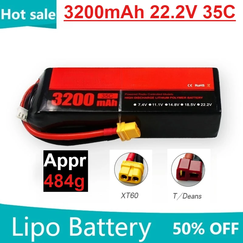 

3200mAh 6S 22.2V 35C LiPo Battery for RC Quadcopter Helicopter FPV Racing Drone Spare Parts TX60/T Plug