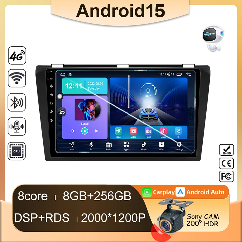 

Android 15 Carplay for Mazda 3 2004 2005 2006 2007 2008 2009 Car Radio with BOSE Multimedia Video Player 2 Din Stereo GPS DVD