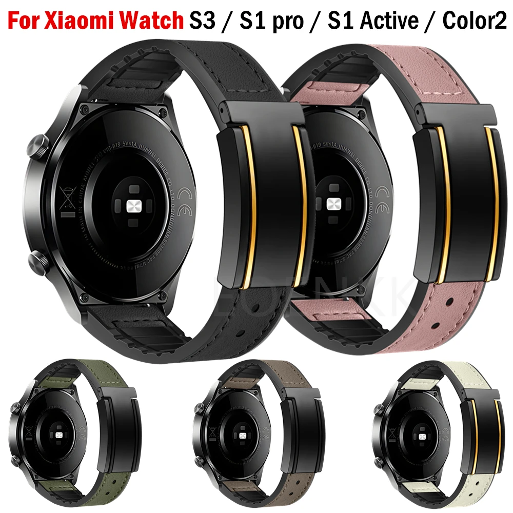 Leather + Silicone Band For Xiaomi Watch S3 Magnetic Strap For Xiaomi Watch 2 Pro S2 S1 Active Mi Watch Color Bracelet Watchband