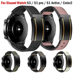 Leather + Silicone Band For Xiaomi Watch S3 Magnetic Strap For Xiaomi Watch 2 Pro S2 S1 Active Mi Watch Color Bracelet Watchband