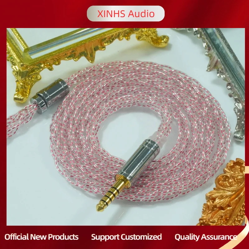 XINHS X19 8-core Roze Single Crystal Koper Verzilverd Oortelefoon Upgrade Kabel 0.78 2pin/HD650/IE900/KZ-QDC/MMCX