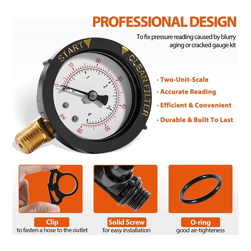 ABGR-2 PACK 98209800 Manual Relief Valve/Air Relief Manual Valve With Pressure Gauge, Replacement For Pool And Spa Filter