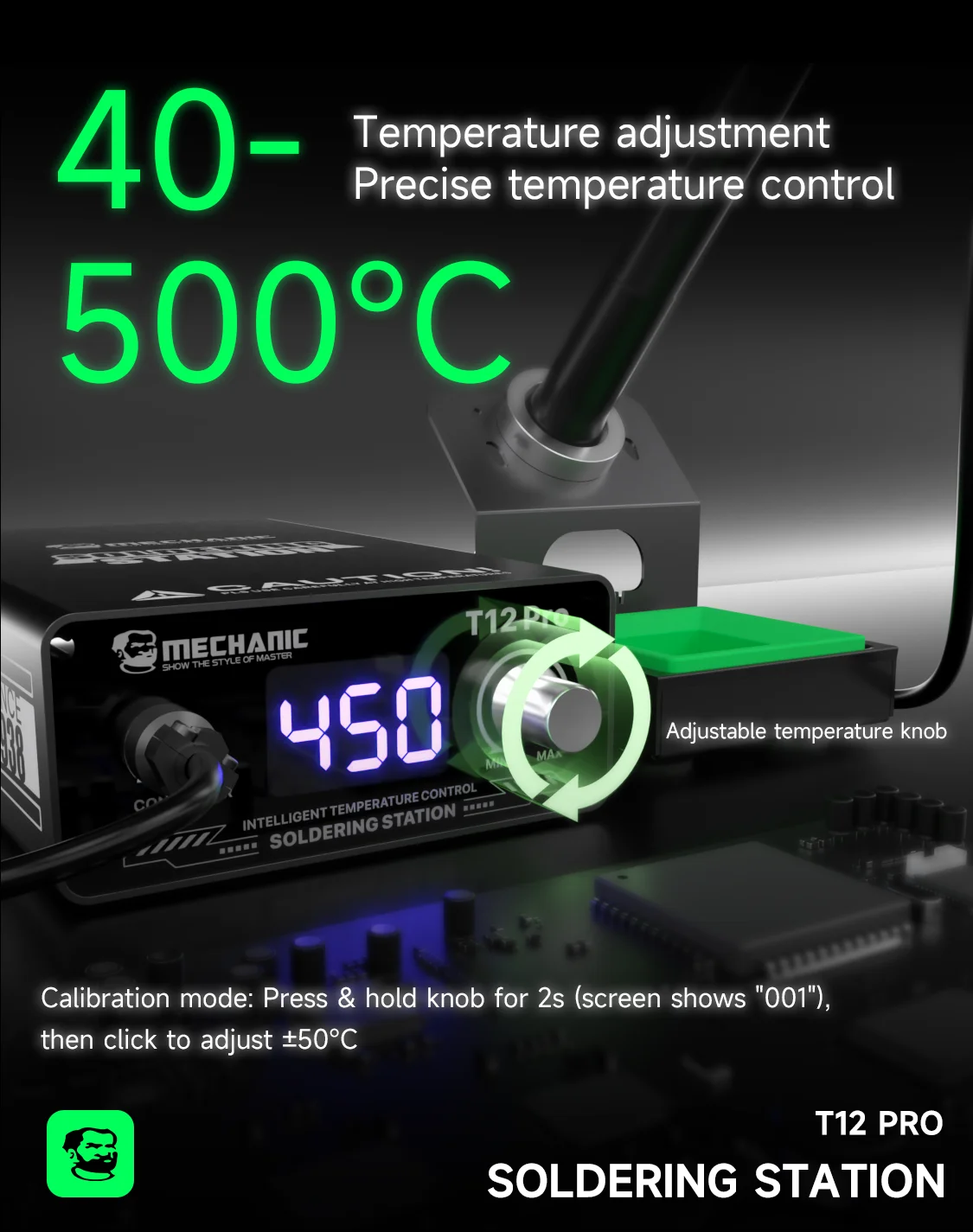 MECHANIC T12 PRO 75W Stasiun Penyolderan Kontrol Suhu Portabel dengan Transformator Tembaga Murni untuk Alat Perbaikan PCB Ponsel