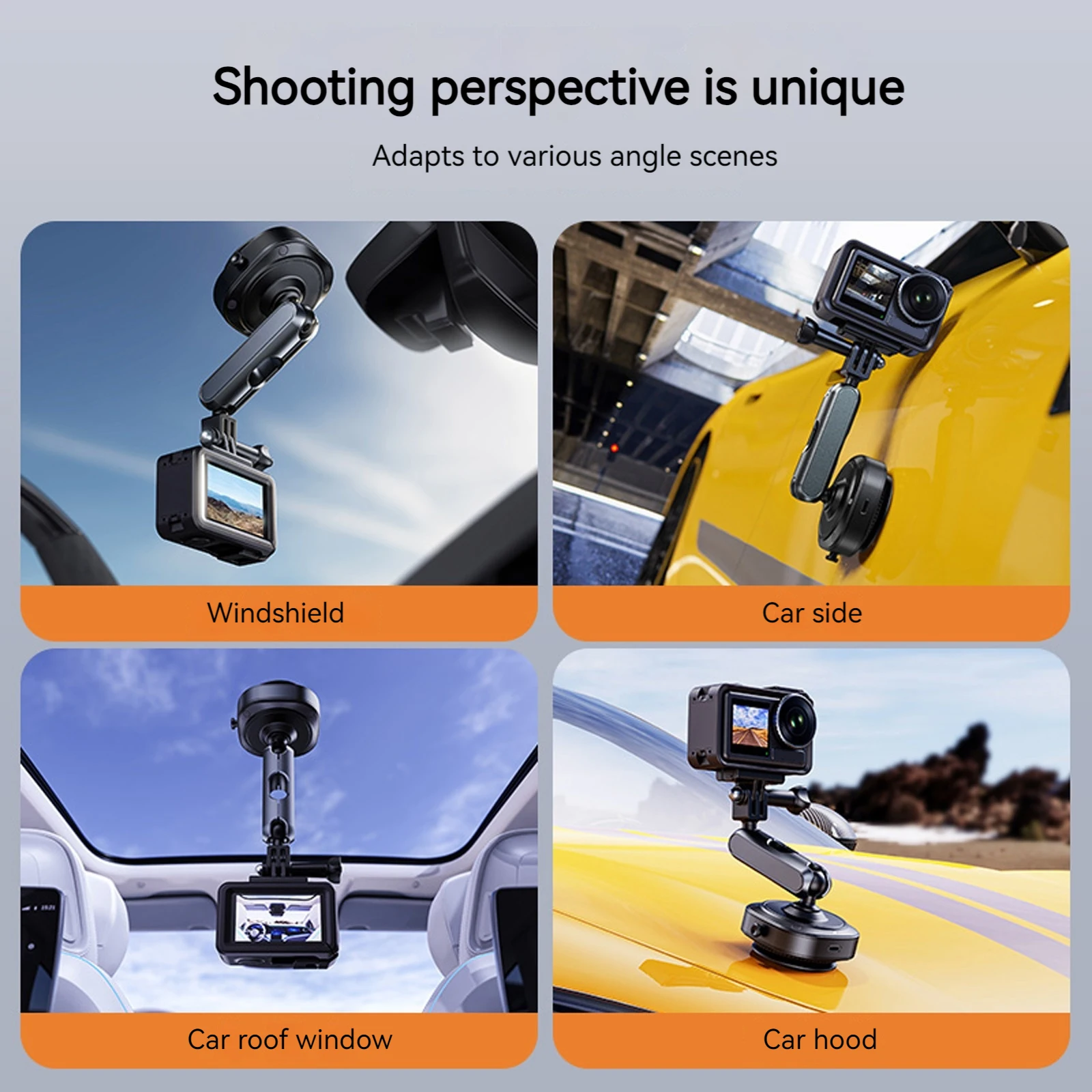 Suction Cup Camera Mount 360 Adjustable Car Action Camera Holder for DJI/Insta360/GoPro Action Camera Mount