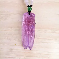 Natural Amethyst Hand Carved Cicada Jade Pendant Fashion Boutique Jewelry Men's and Women's Cicada Necklace Gift Accessories