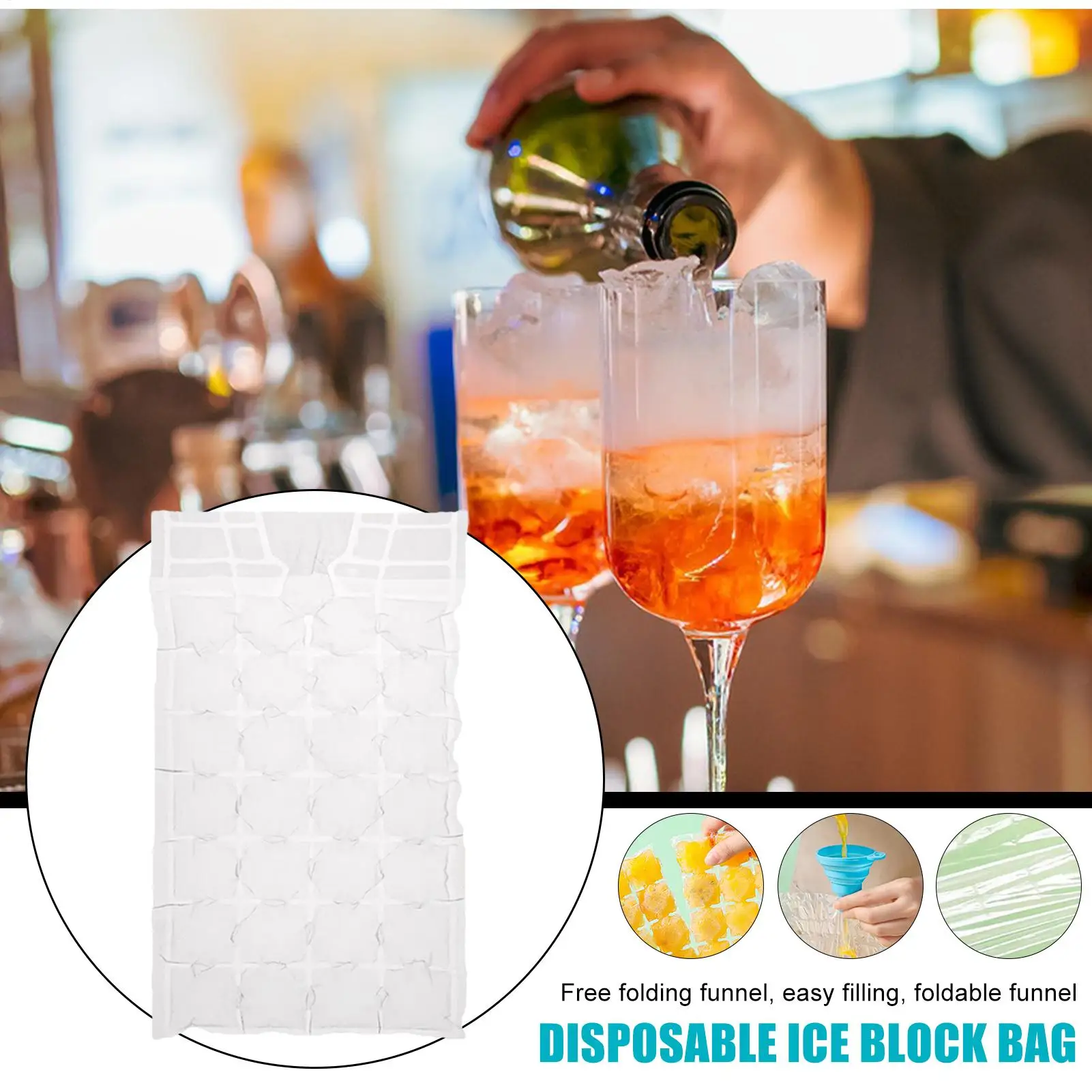 Bags For Ice Ice Trays Self-Sealing Cold Maker With Funnel Cooler Pack For Drink Wine Home Food Party Cocktail Summer Freezer