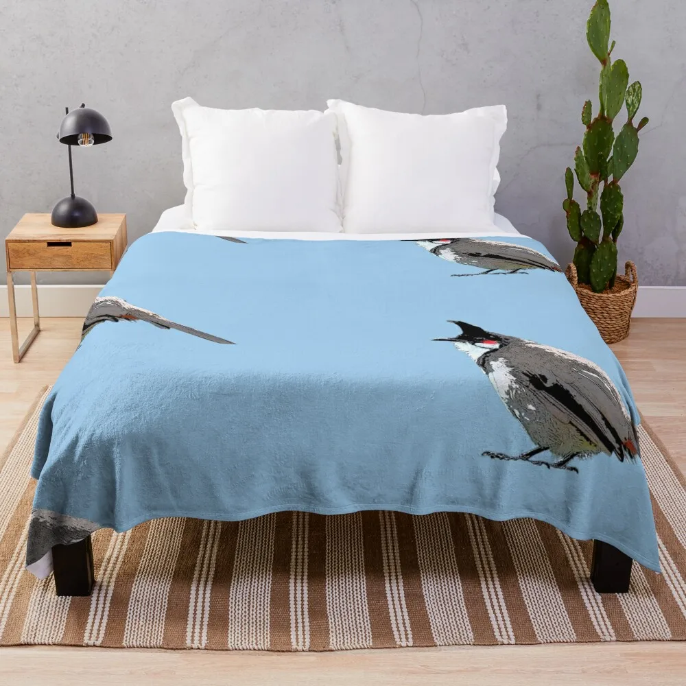 Red Whiskered Bulbul Color Design Throw Blanket Luxury Designer sofa bed Blankets