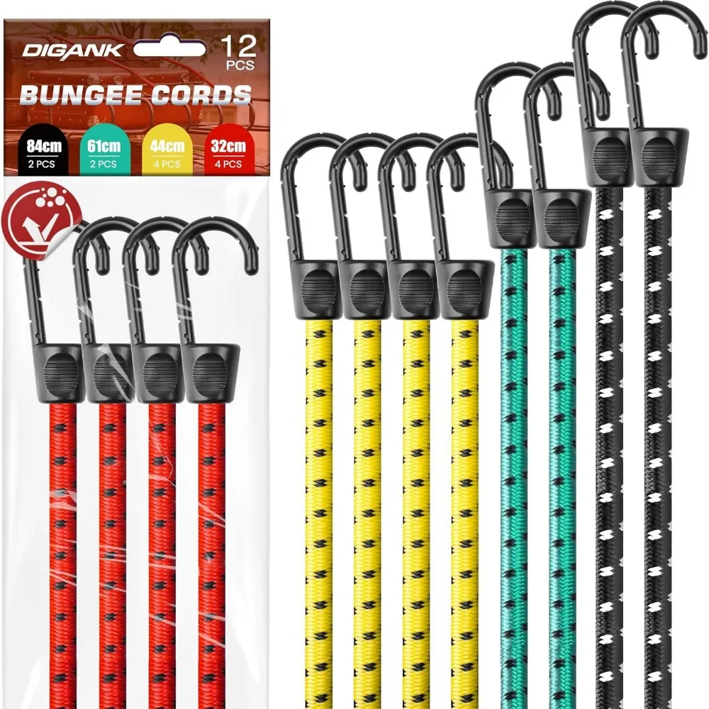 

A Set Circular Rubber Bungee Cords Assortment High Elasticity Multi-Purpose Canopy Tarp Ball Ties Crocodile Mouth Tarp Clips