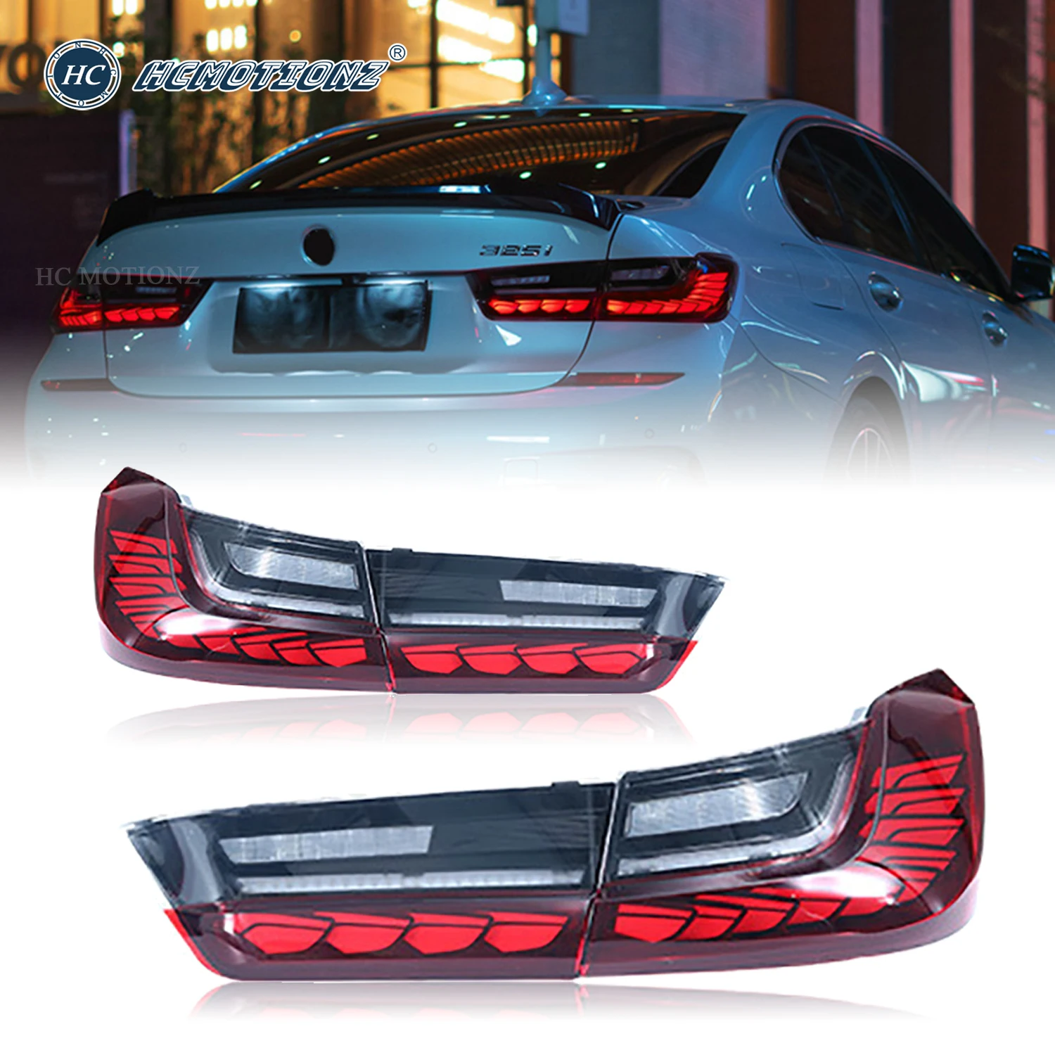 

HCMOTIONZ LED Tail Lamps Assembly M340i G28 2019-2022 330e 330i 325Li G80 M3 DRL Satrt up Animation Rear Back Lights For BMW G20