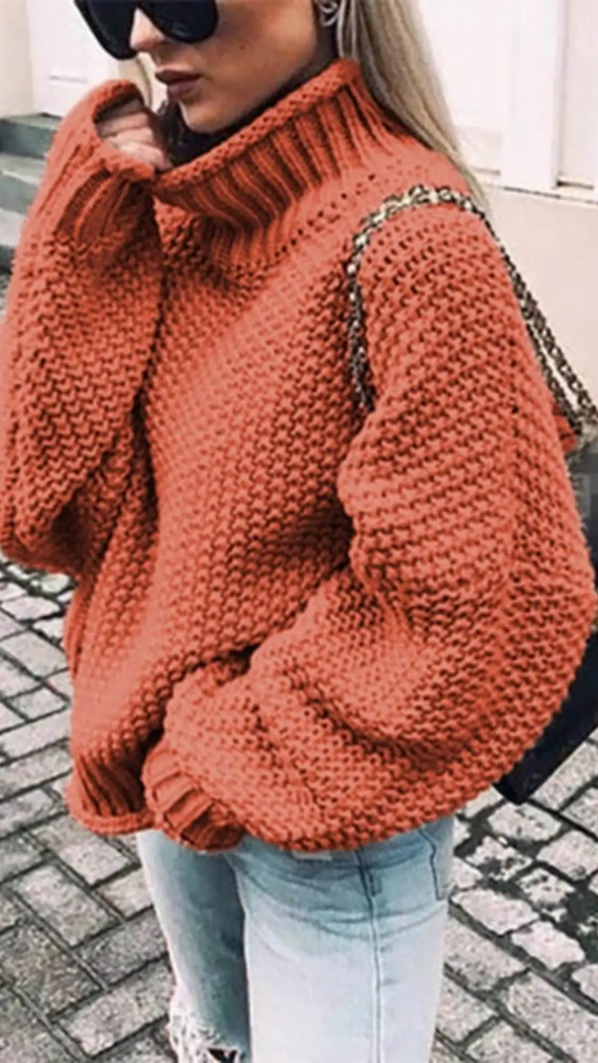 

Loose Long Sve Knitted Sweater High Collar Thi Yarn Cuffed Batwing Sve Women's Faion Autumn Wear Premium Quali