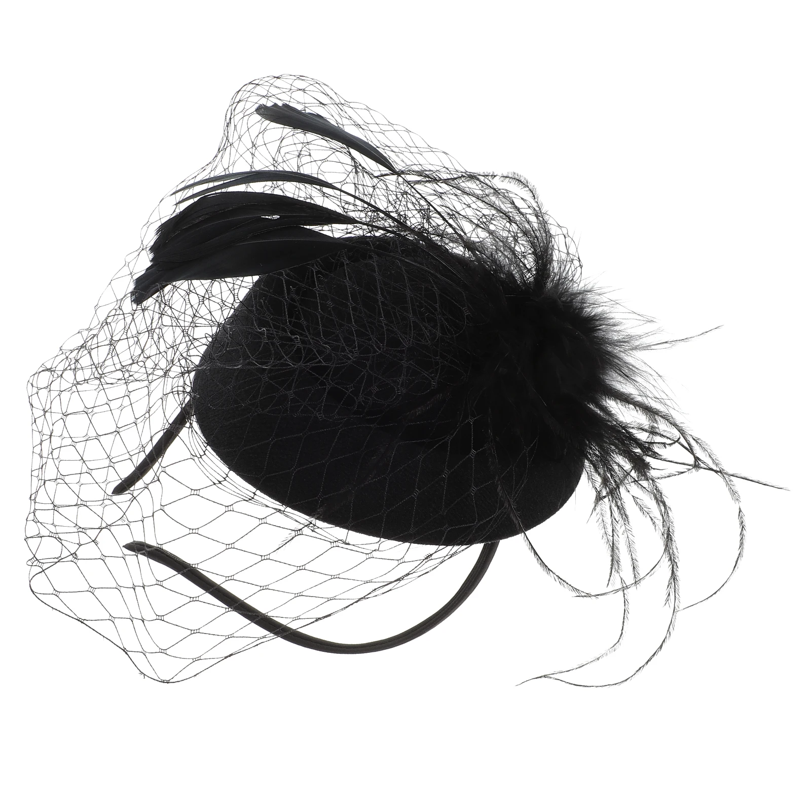 

Women Headdress Fascinator Hat Berets Hair Accessories Bride Tea Party Headb Wedding Plume Netting Elegant Hairstyle Decorative