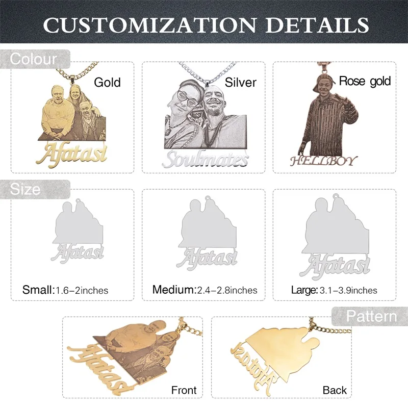 Custom Photo Necklace Personalized Necklaces Engraved Personalized Picture Pendant Necklace for Women Men Customized Gifts