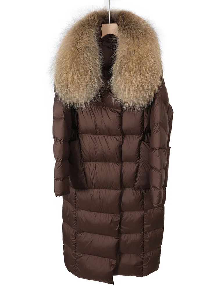 Super thick 400g filling White duck down Bread Coat Female Brand Winter Women's Extended Knee-Length Luxury down Jacket Warm