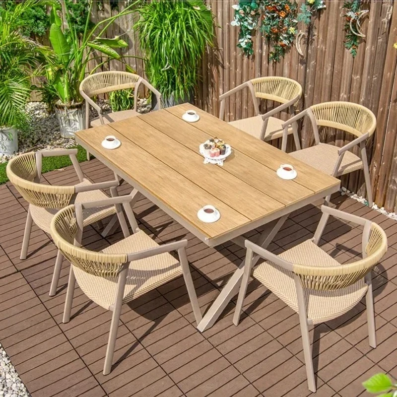 & Outdoor Garden Furniture Sets Waterproof Open-air Balcony Aluminum Alloy Chair Outdoor Furniture Sets Courtyard Table and Chai