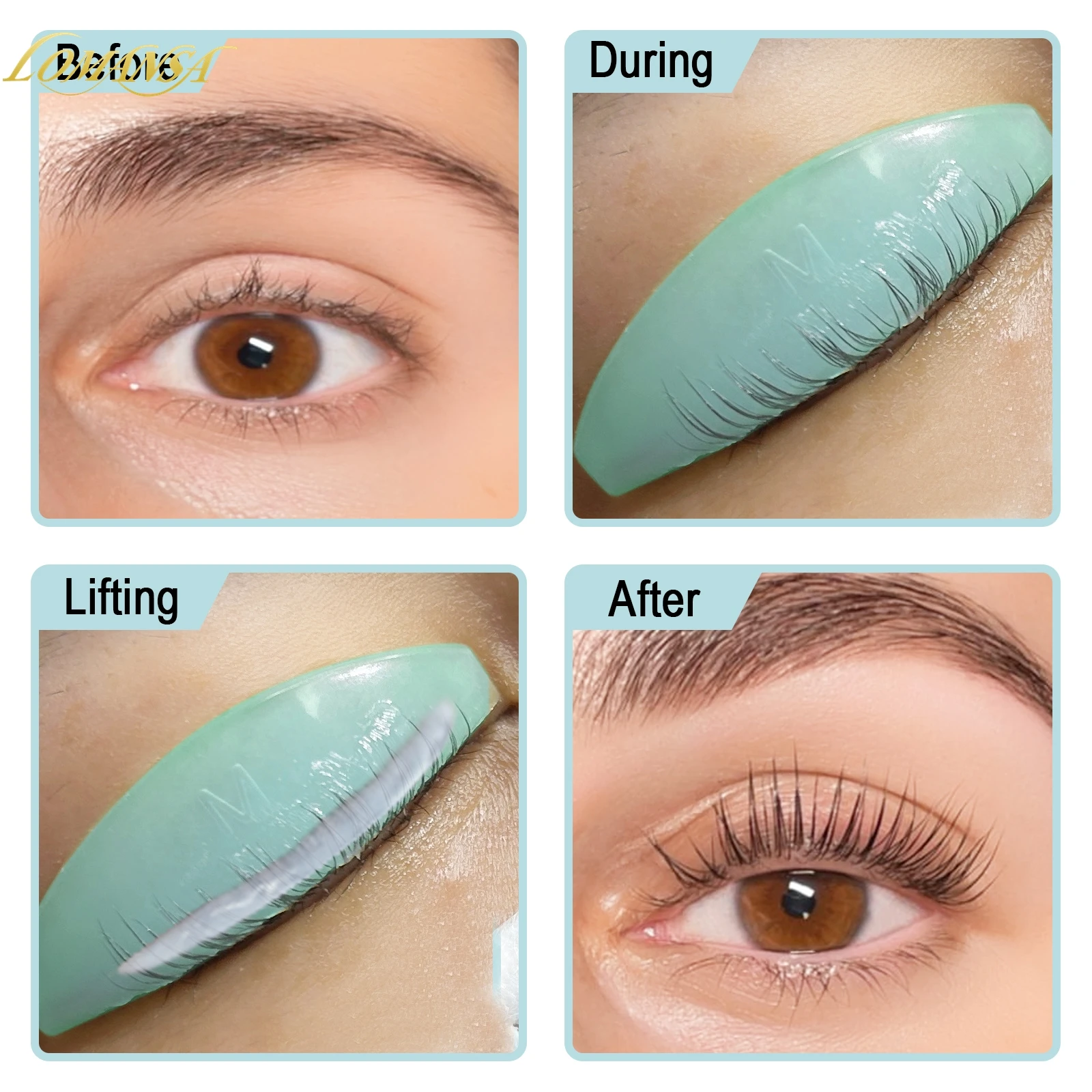 Lomansa 4 Paar L Curl Silikon Wimperndauerwelle Pad Heben Wimpern Stangen Schild Wimpernzange Zubehör Applikator Make-up-Tool