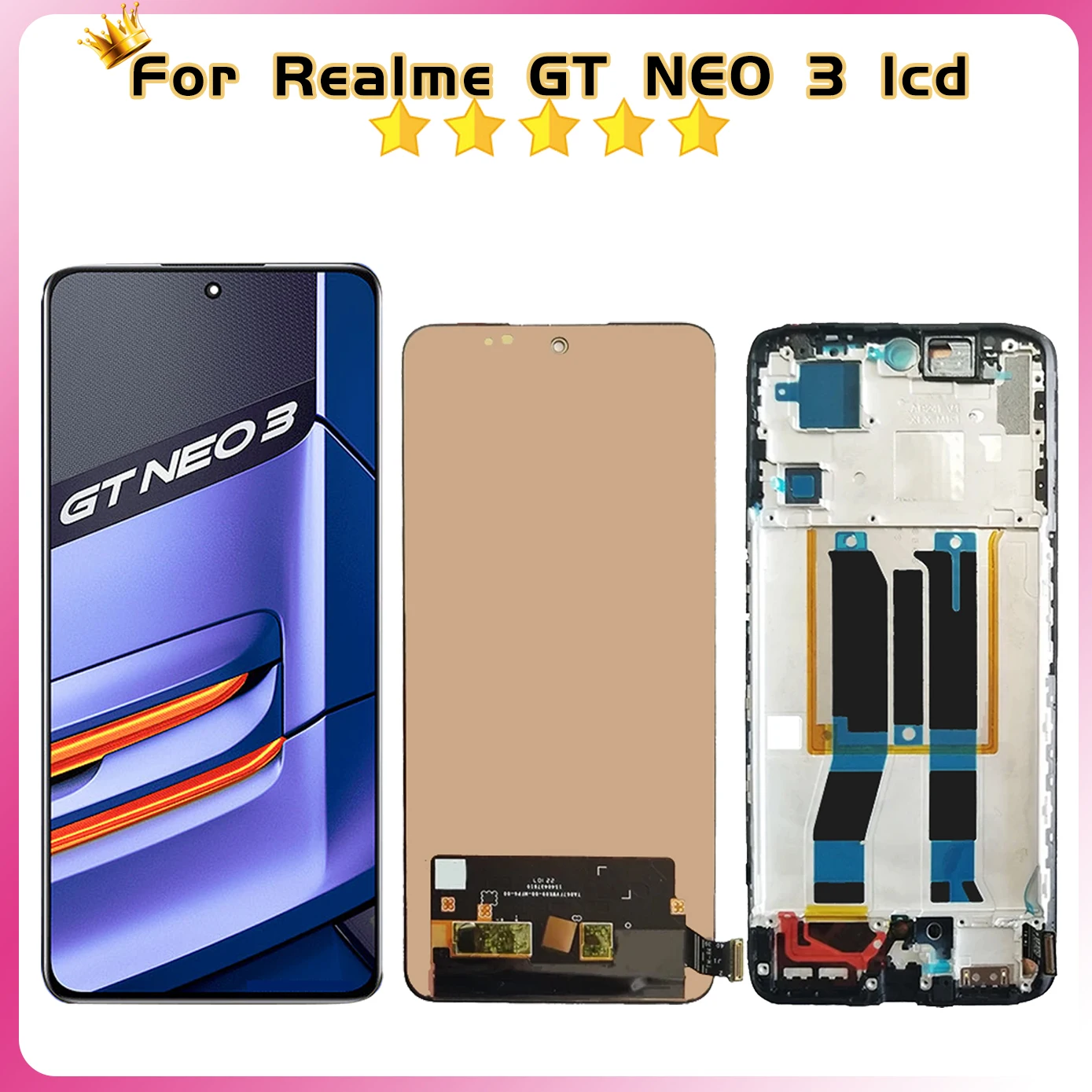 High quality Lcd For Realme GT NEO 3 RMX3561 RMX3560 RMX3563 LCD Display Touch Screen Replacement Digitizer Assembly with frame