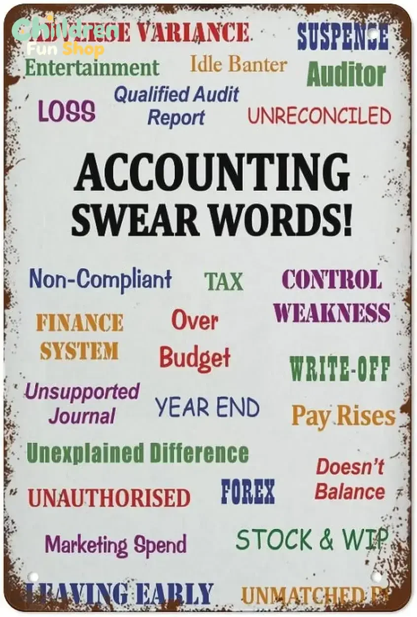 Accounting Swear Words Accountant Wall Art Accountant Gift Poster Print Office Decor Funny Vintage Tin Sign Vintage Metal Sig