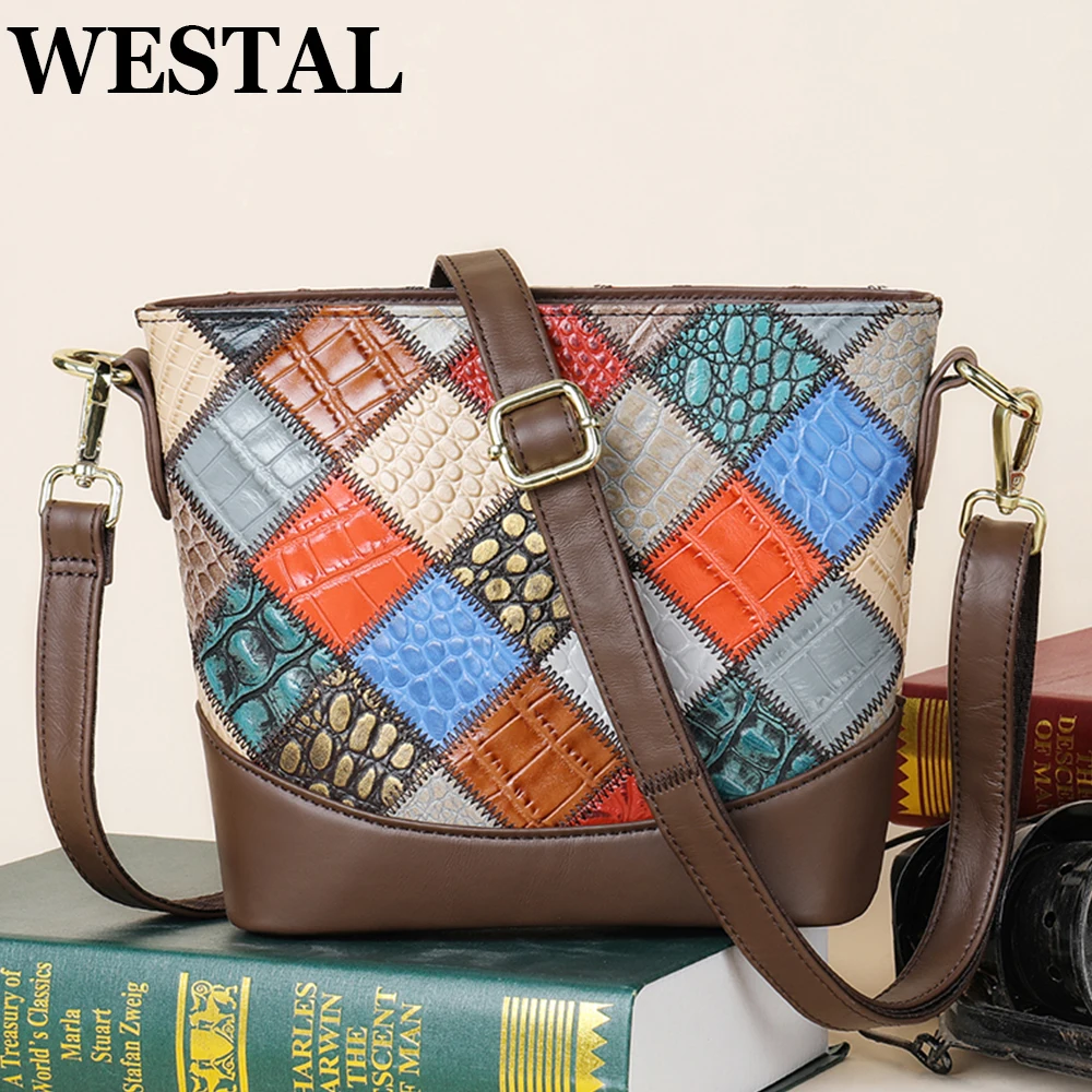 WESTAL Colorful Crossbody Bags Luxury Handbags Designer Women Bags Patchwork Shoulder Bags Shop Messenger Bag for Free Shipping