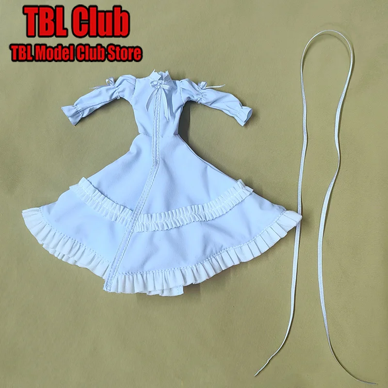 1/12 Scale Female Clothes Light Blue Formal Dress With Silk Ribbon Ideal Land For Figma Artoria 12-inch Action Figure Soldier