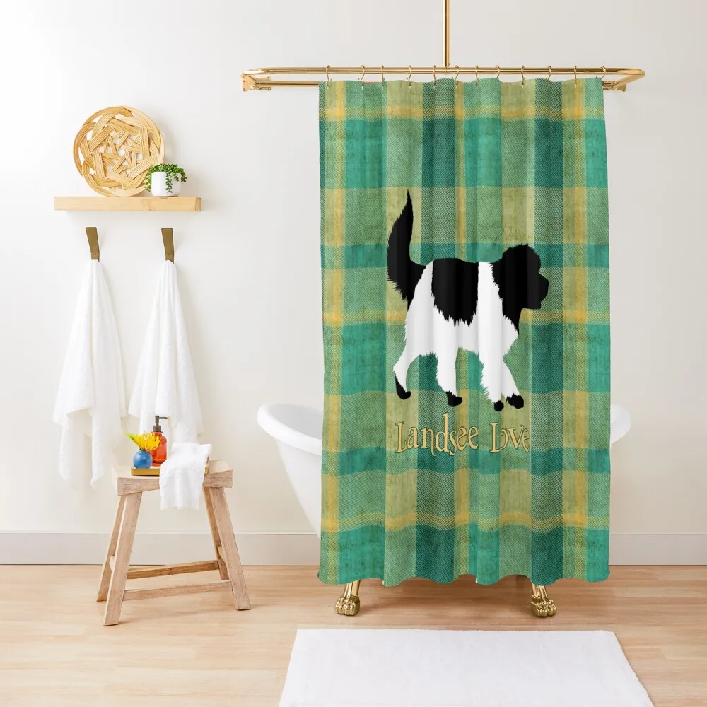 

Landseer Newfie Love Shower Curtain Funny Shower For Shower Bathroom And Curtain