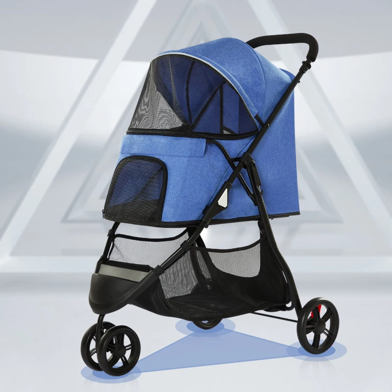Factory Cheap Price Folding 3 Wheels Pet Stroller Lightweight Pet Troller Dog for Small Medium Cats Dogs