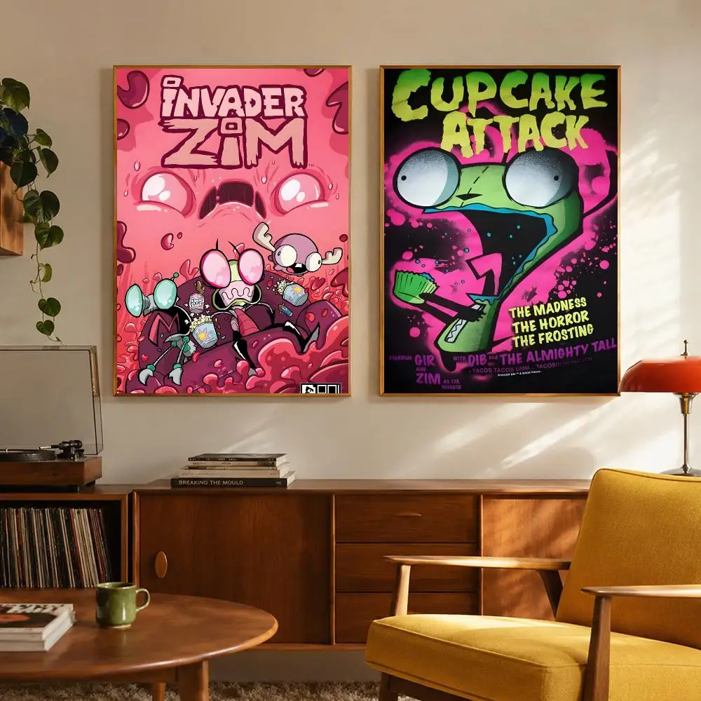 Quirky Animation I-Invader Zim Poster Digital Solvent Print Waterproof PP Fade-Resistant Wall Art Room Decor Gift