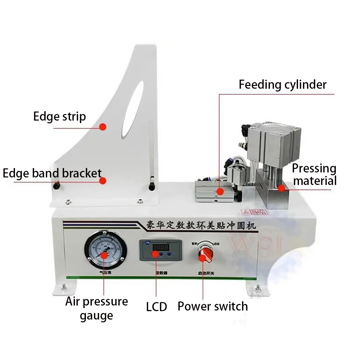 220V Pneumatic Edge Banding Strip Puncher Three-in-One Hole Round Paste Punching Machine Edge Banding Strip Punching