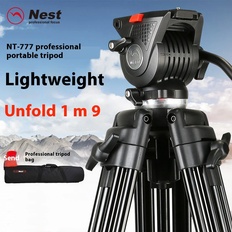 74.9'' Tripod NEST NT777 Video Professional Camera Stand with Ground Spreader for Dslr Camcorder Wedding Photography Travel