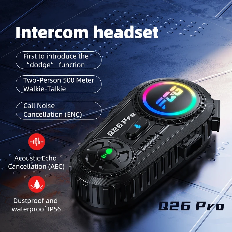 

KEBIDUMEI Q26pro Bluetooth6.0 мотоциклетный шлем, домофонная гарнитура, громкая связь, музыкальный плеер, наушники с RGB окружающим освещением