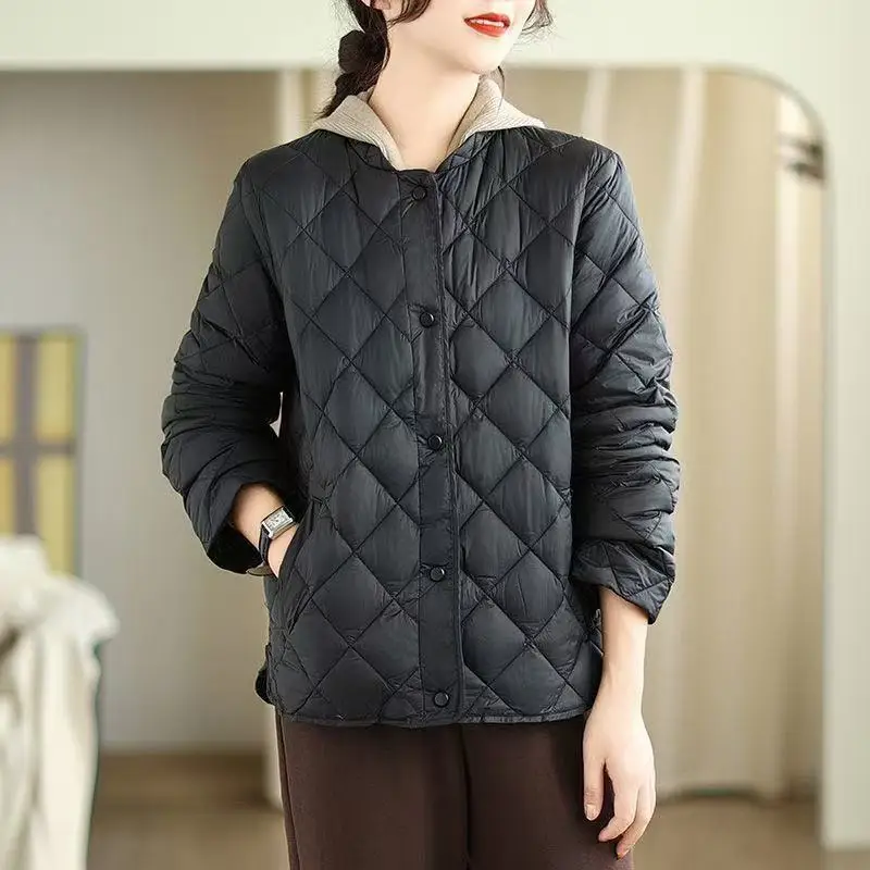 Down Cotton-Padded Jacket Women's Autumn Winter 2025New Warm Cotton Padded Coat Mother Short Outerwear Light Thin Outcoat Female