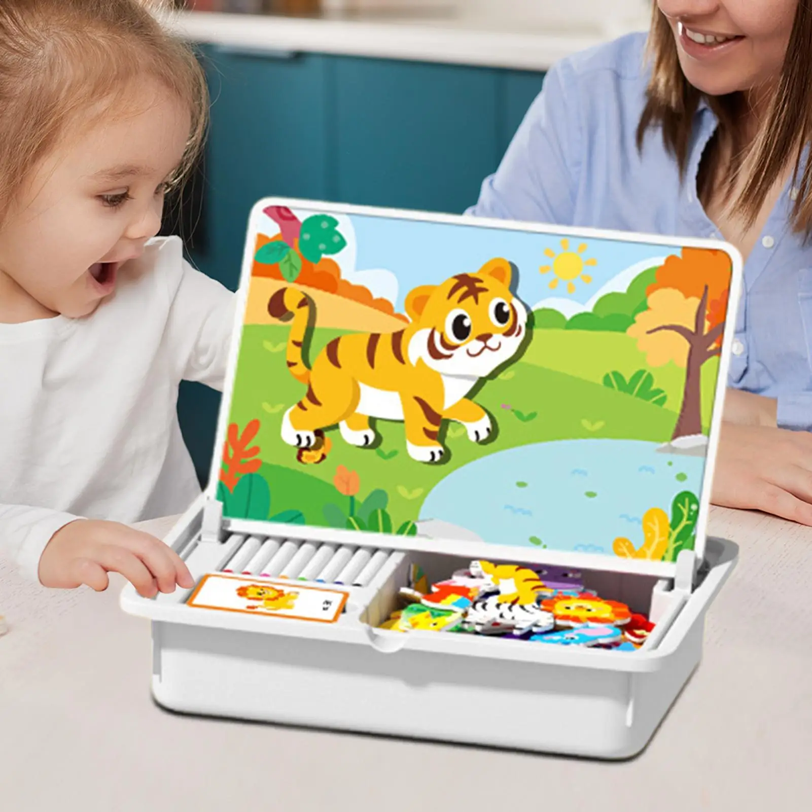 Jogo de quebra-cabeça magnético pré-escolar quebra-cabeça educacional dupla face rosto magnético vestir-se brinquedo correspondente para jogo de viagem para o natal