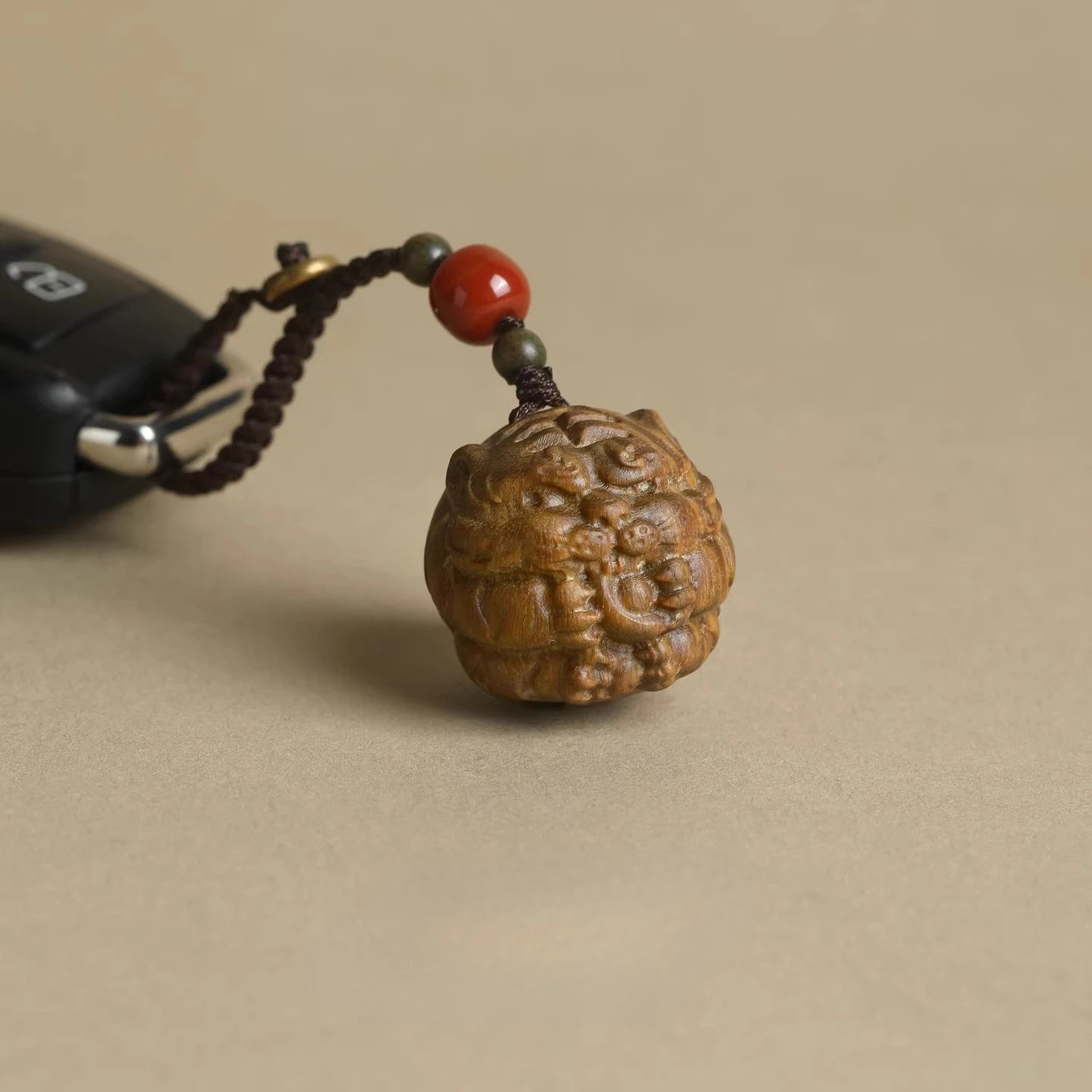 Green Sandalwood Fortune Tiger Pendant Wooden Tiger Bag Charm Chinese Zodiac Tiger Car Rearview Mirror Hanging Keychain Gifts