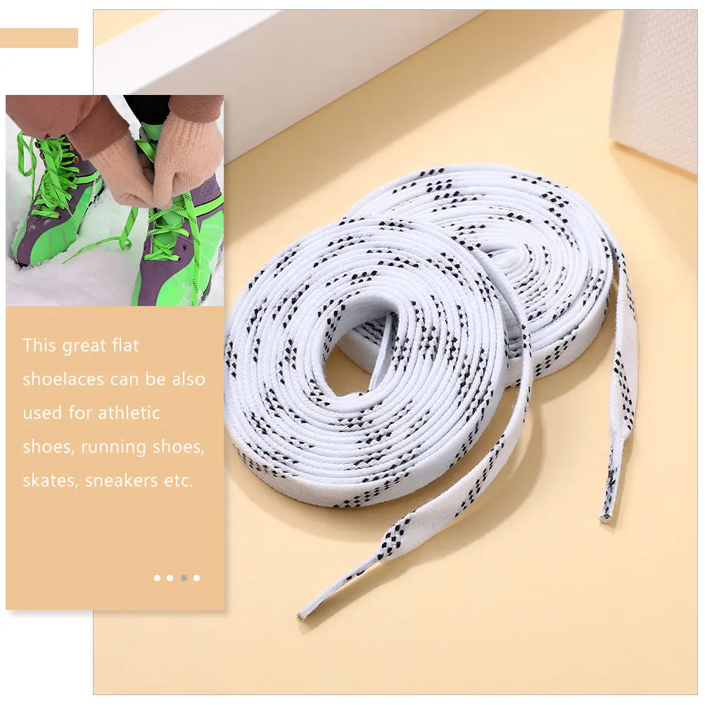 Hockey Skate Laces 2 Pairs – Polyester Flat Laces with High Elasticity & Comfort Fit for Figure Skates and Sports Shoes