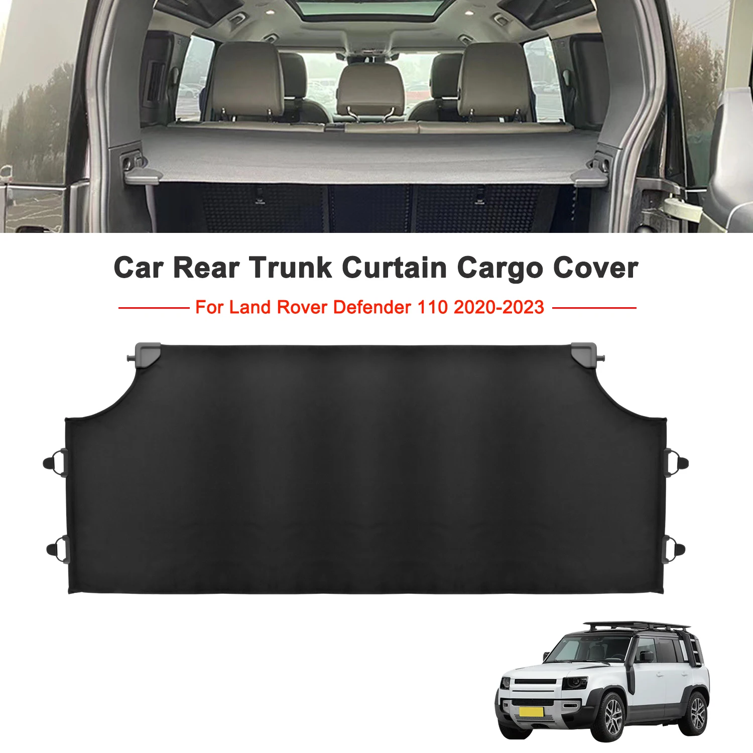 

Stowing Tidying For Land Rover Defender 110 2020-2023 Oxford Cloth Car Rear Trunk Curtain Cargo Cover Storage Bag Net